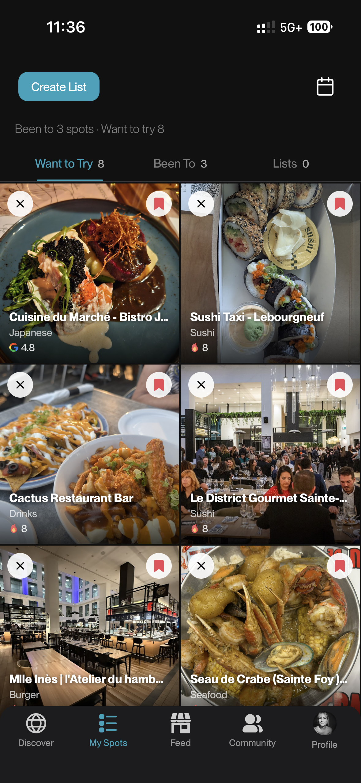 Flavr app — Save (dark)