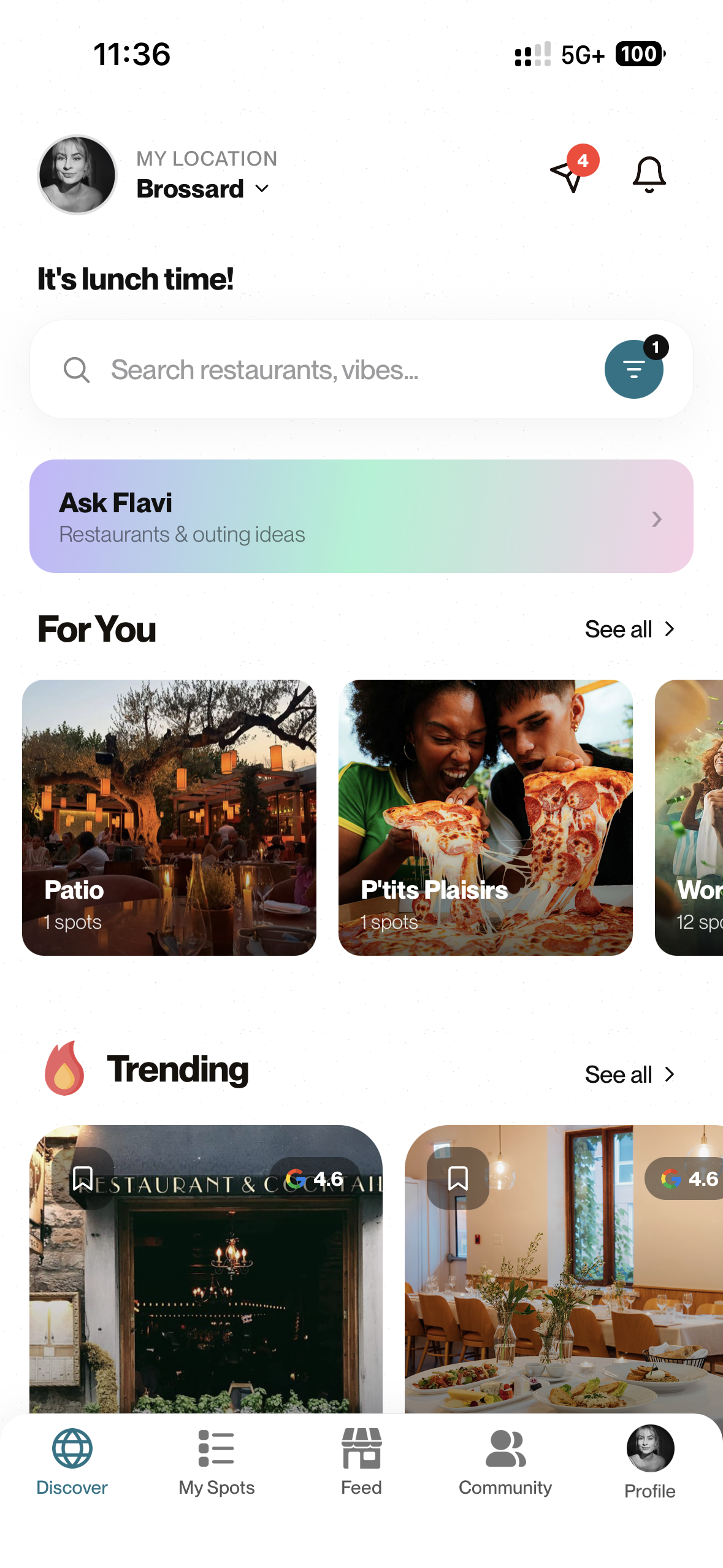 Flavr app — Trending (light)